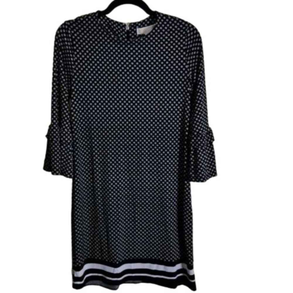 Michael Michael Kors Black White Floral Dot Border Sheath Dress Size XS